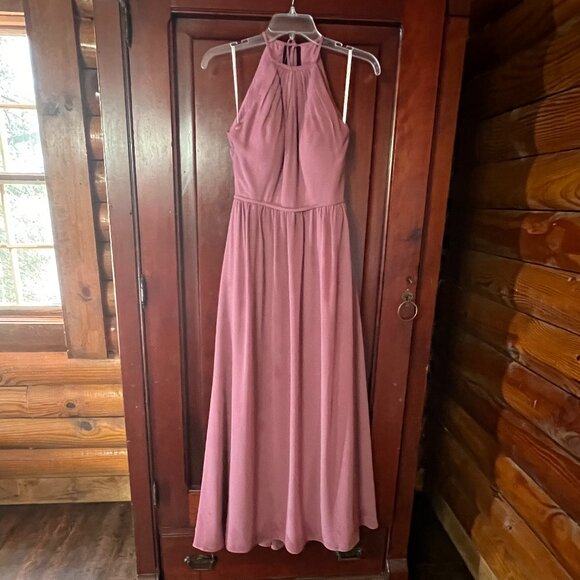 Bari Jay Double-Lined Sleeveless Backless Dusty Mauve Bridesmaid/Prom Gown, Sz 2 - Picture 1 of 14